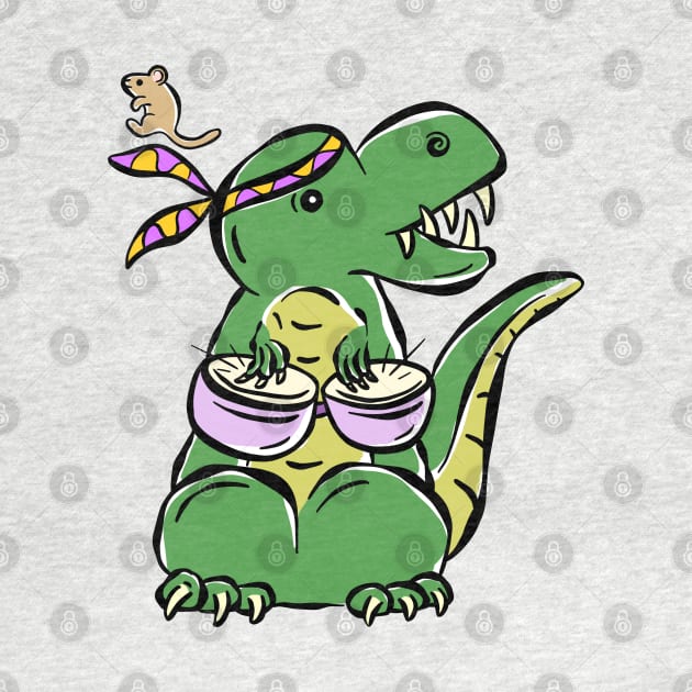 Bongo Player Tyrannosaurus Dinosaur Dino Cartoon Cute Character by Squeeb Creative